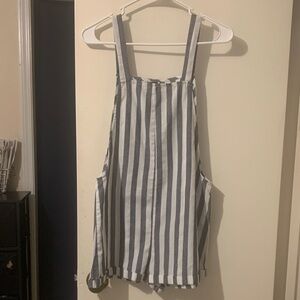 Striped Black and White Overalls